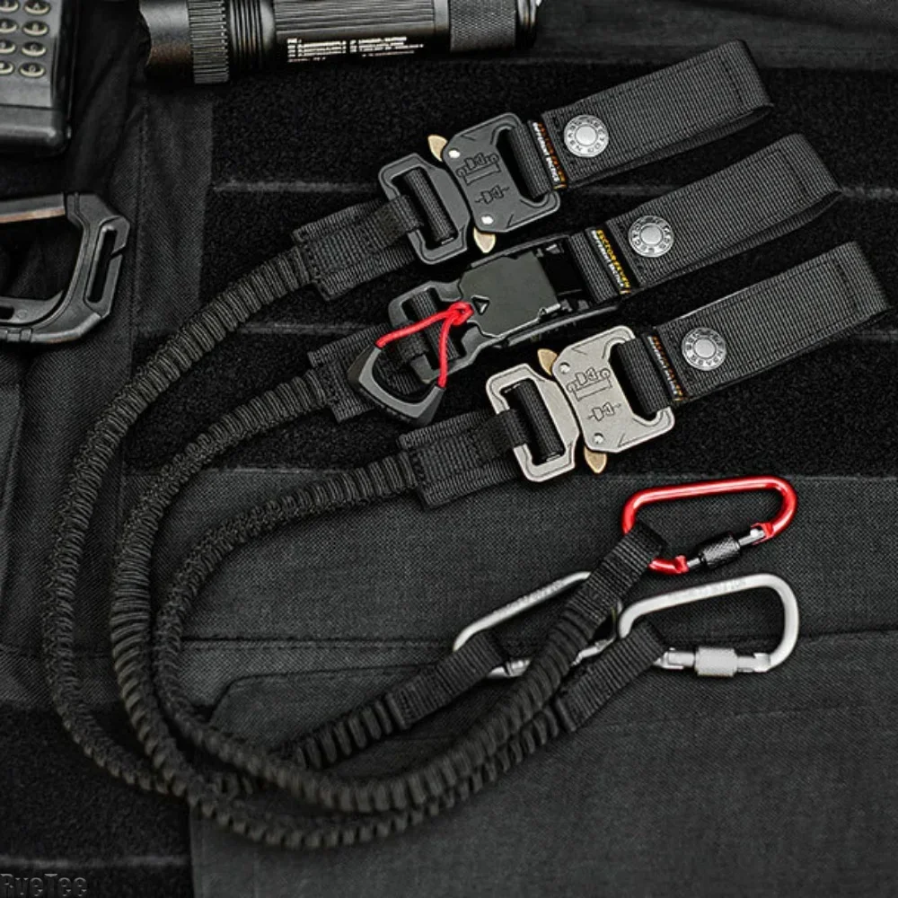 Tactical Elastic Tool Anti-loss Rope with Carabiner for Aerial Work Hammer Electric Drill Outdoor Cool Man Gift
