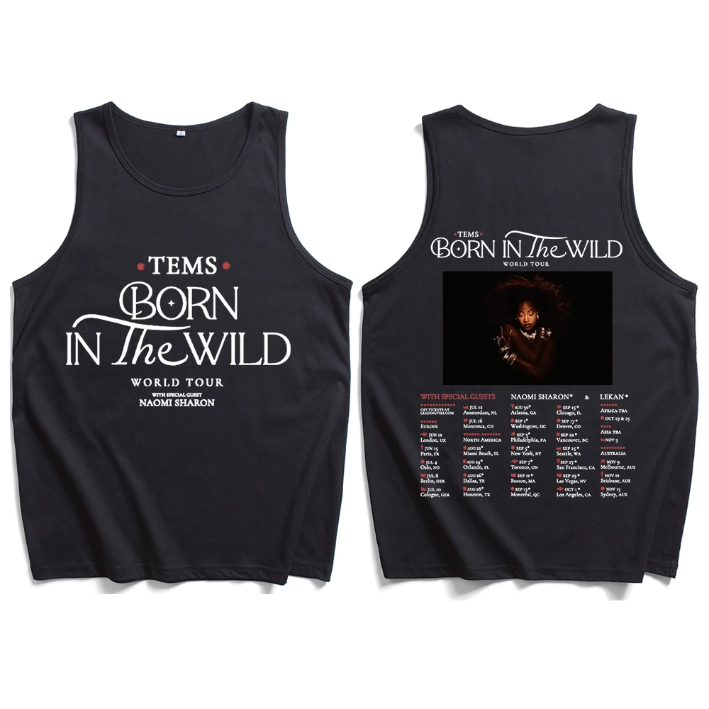 Tems Born In The Wild Tour 2024 Tank Tops Vest T-Shirt Man Woman Streetwear Fans Gift Tops