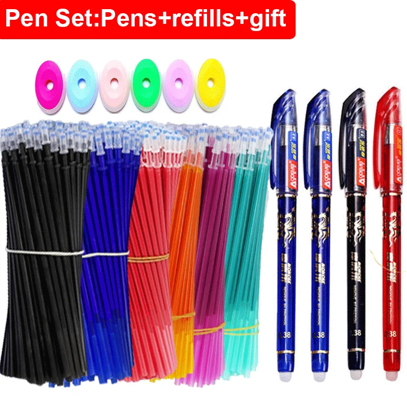 20+2 Pcs/Set Kawaii Erasable Gel Pens writing smooth 0.5mm fastdry Blue/Black/Red Gel Ink Stationery School&Office supplies