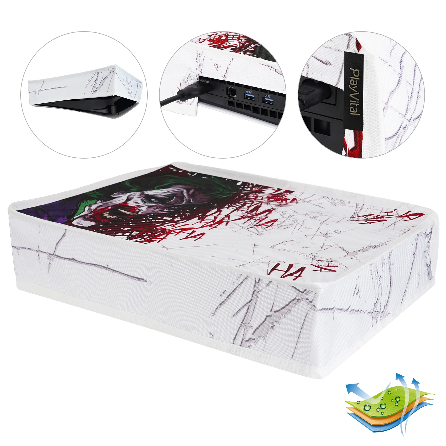 

PlayVital Clown Hahaha Dust Cover for ps5 Slim Digital Edition, Horizontal Waterproof Cover Sleeve for ps5 Slim Console