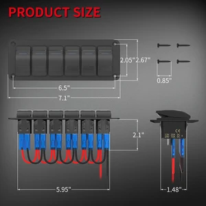 DaierTek-LED Rocker Switch Panel, 6 Gang Car Switch Panel, ON OFF para Automotivo, Acessórios para Carro, Barco Marinho, Caravana, RV, 12V, 24V 12 principais vendas lancha painel - №9