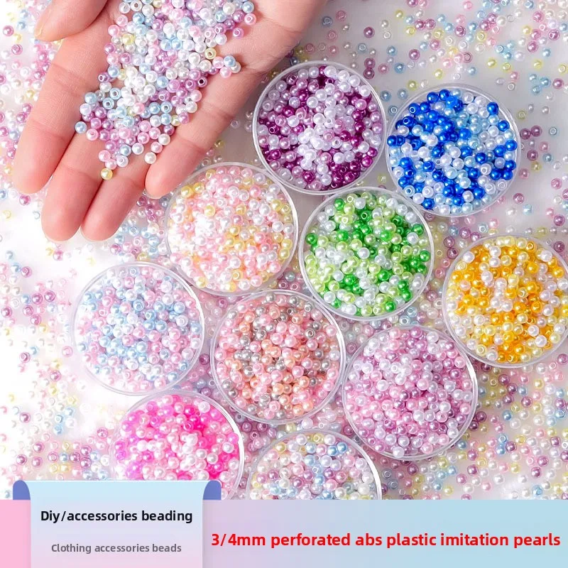 3-10Mm perforated colored imitation pearls, handmade beaded DIYmaterials, woven materials for shoes, clothing, hats and trinkets