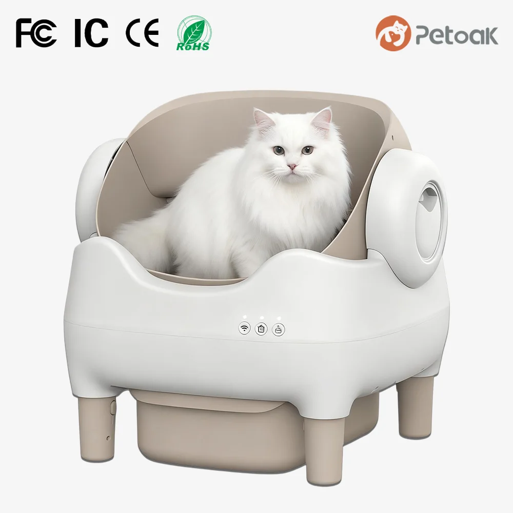 Self Cleaning Smart Litter Box Automatic Open Design With WIFI APP Control Large Capacity Square Design For Multiple Cats