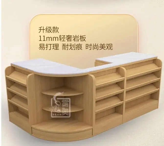 

Supermarket solid wood checkout counter Small snack store mother and baby fruit convenience checkout counter