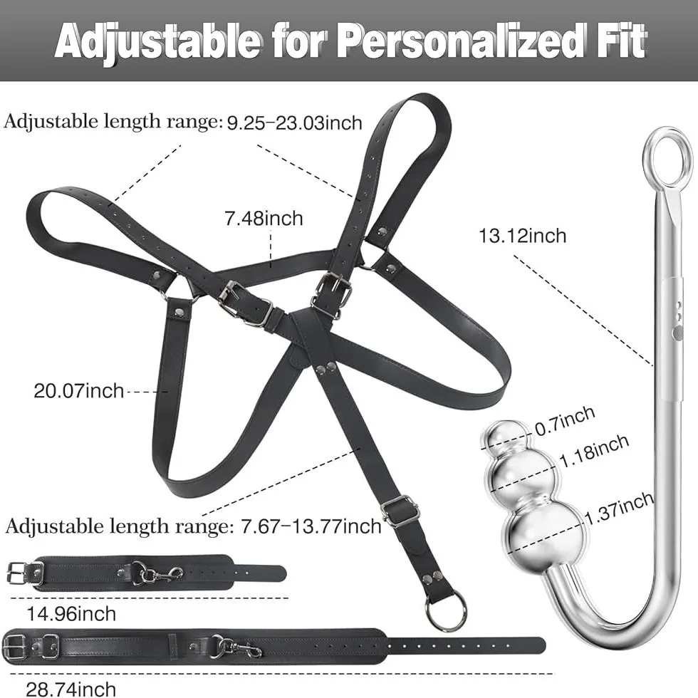 BDSM ชุดอุปกรณ์จับยึดเกาะสำหรับเซ็กซ์ทอยรัดเอวแบบเปิดต้นขามีสายรัดข้อมือปรับได้ใช้งานได้หลากหลายชุดอุปกรณ์กระตุ้น