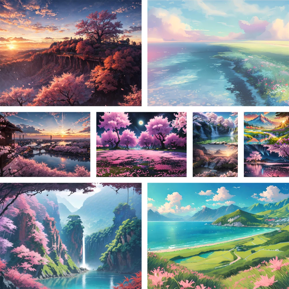 Cartoon Fantasy Landscape Coloring By Numbers Painting Complete Kit Acrylic Paints 40*50 Painting On Canvas Home Decor For Kids