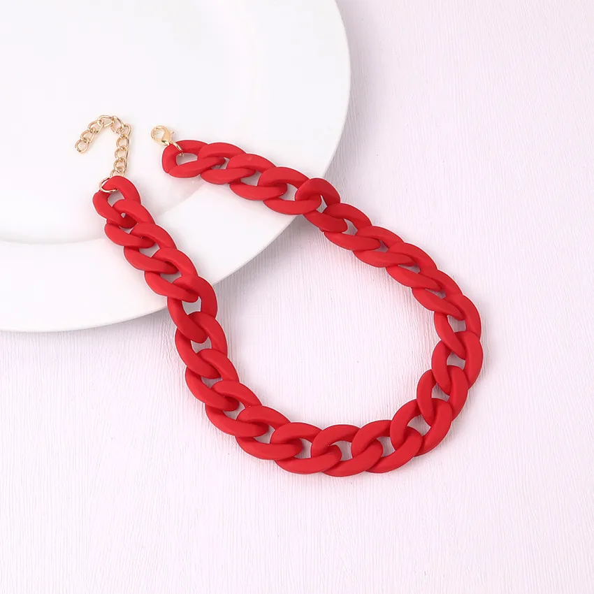 FishSheep Trendy Colorful Acrylic Chain Choker Necklaces For Women Statement Matte Resin Wide Chain Collar Neck Jewelry 2022 New image 3