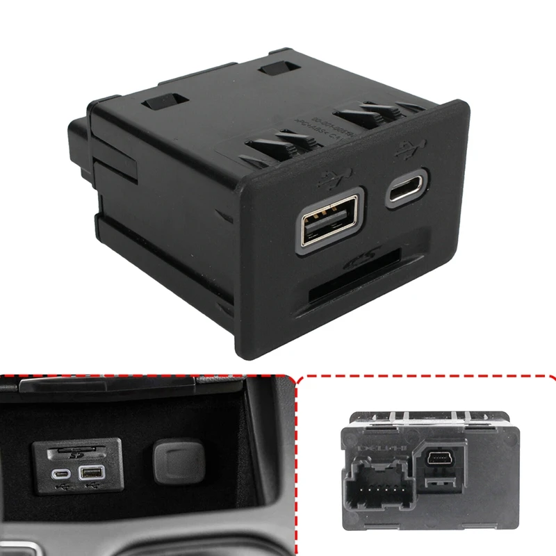 

13525431 USB+USB-C+SD Card HUB Module Plug Port Socket For Silverado 1500 Sierra 1500 Cadillac CT6 XT4 XT6 XTS 2019-2020