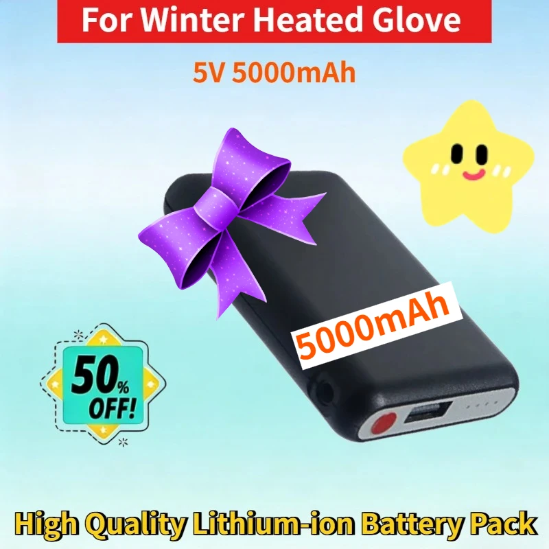 

Newest 5V 5000mAh Rechargeable Battery for Winter Heated Glove Insole Scarf Socks Vest Hot High Quality Lithium-ion Battery Pack
