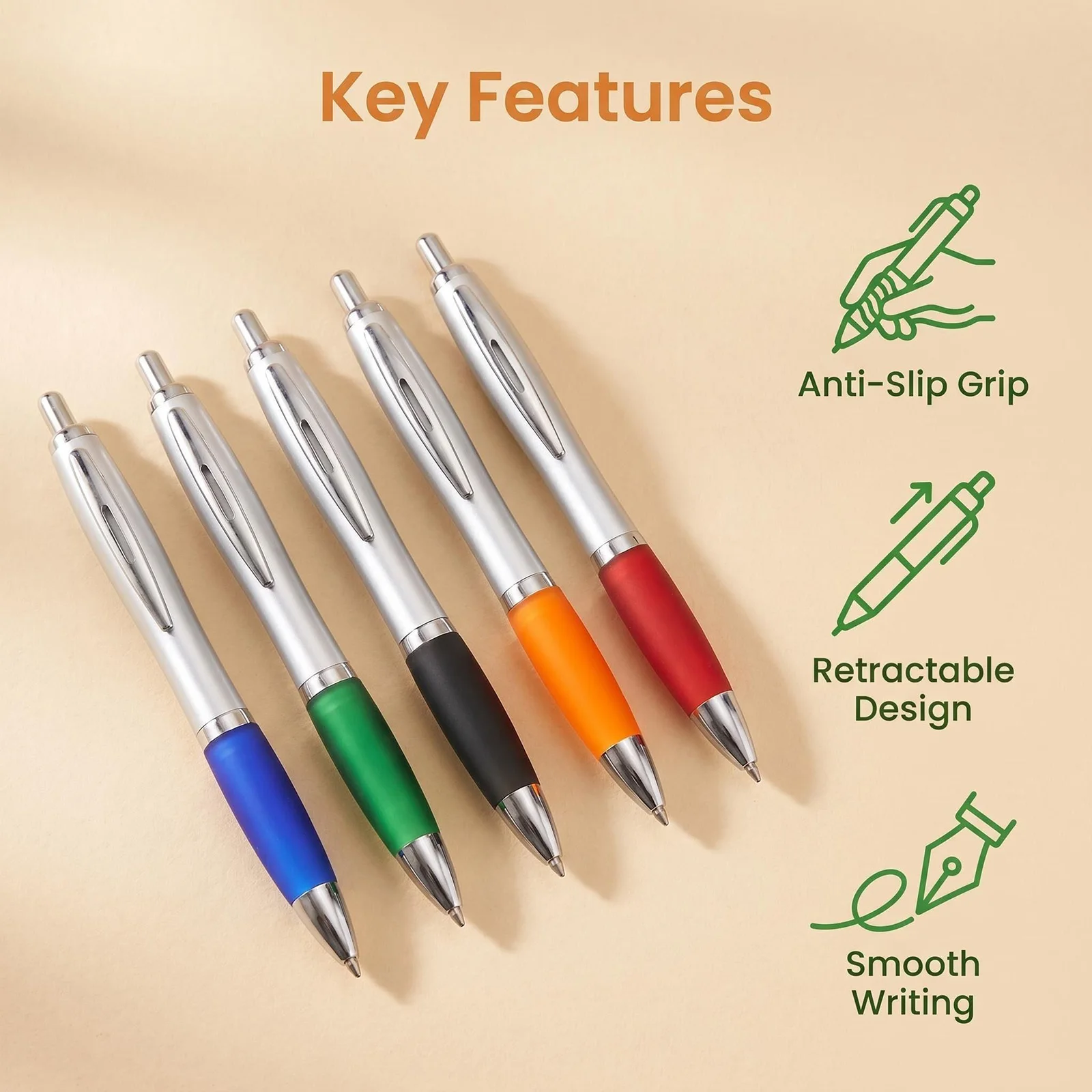 Lot 50pcs Retractable Plastic Gourd Ball Pen Silver Barrel Ballpoint Free Logo Engrave Custom Promotional Gift Advertise Gift