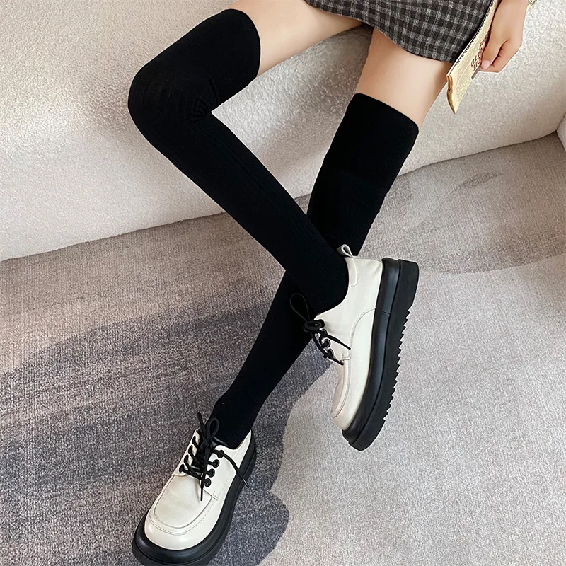 

Women Wool Solid Long Stockings Warm Socks Extended Twisted Knee Length Beyond the Knee Ladies Girls Street Fashion Casual Socks