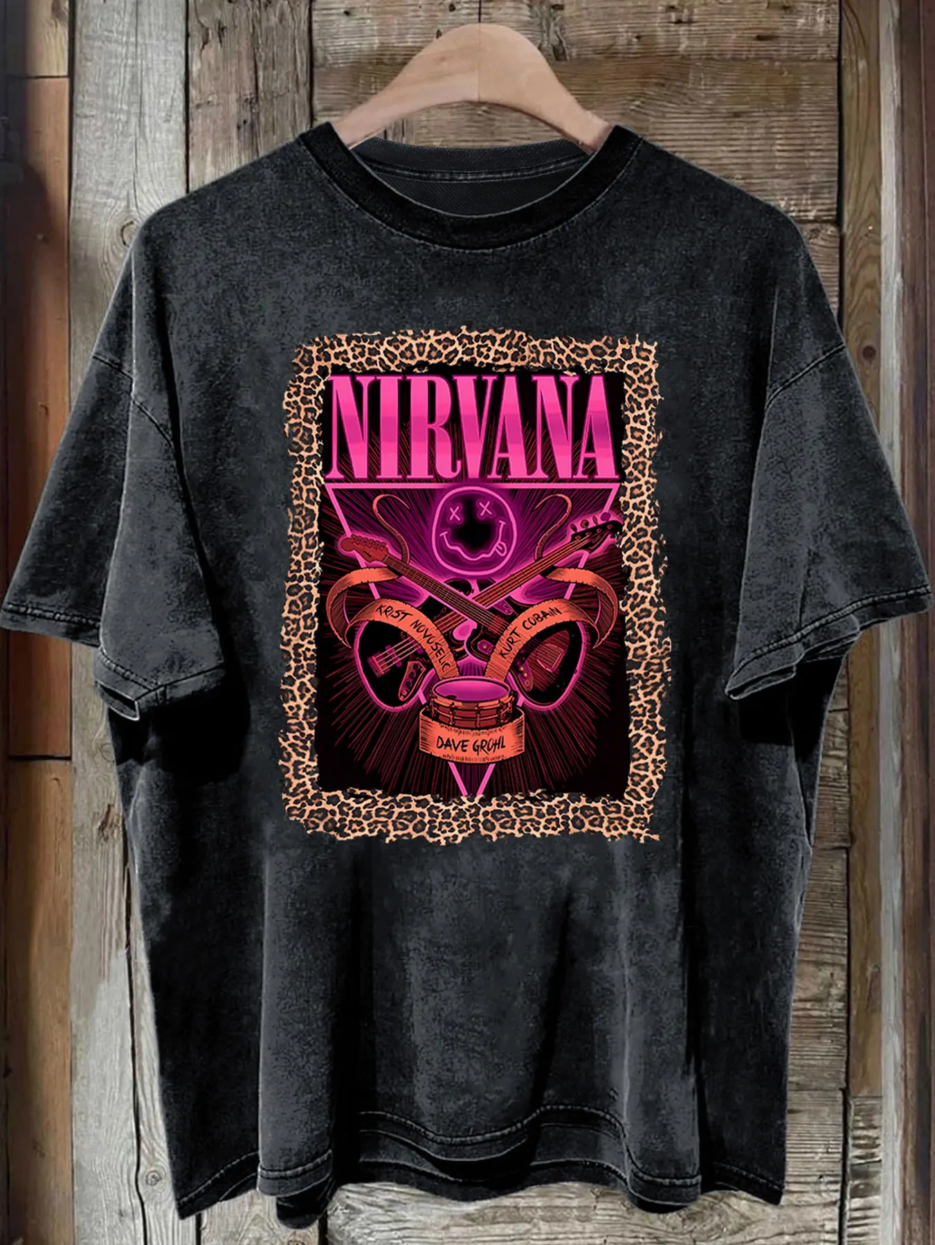 Donna Vintage Nirvana stampa High Street Modello in metallo lavato Y2k Magliette grafiche Streetwear Estetico Top Camicie da donna