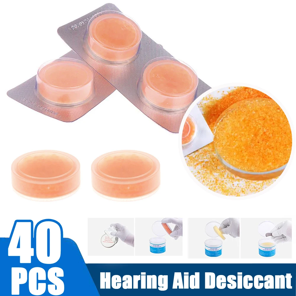 

40pcs(20Sheets) Hearing Aid Drying Capsule Desiccant Dehumidifier Drying Pallet for BTE Hearing Aid Drying Ear Care Accessories