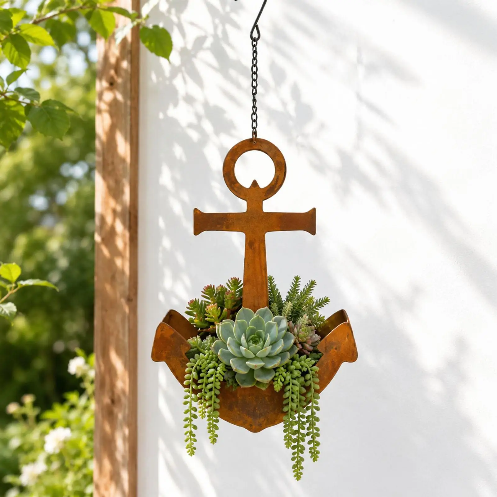 Nautical Rustic Metal Hanging Planter Indoor Outdoor Cactus Pot for Gardeners Housewarming Garden Yard Patio Porch Deck Fence