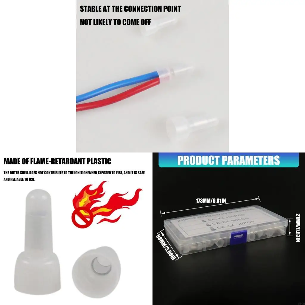 F19B 250Pcs Nylon Closed End Crimp Connectors For Professional Electrical Application
