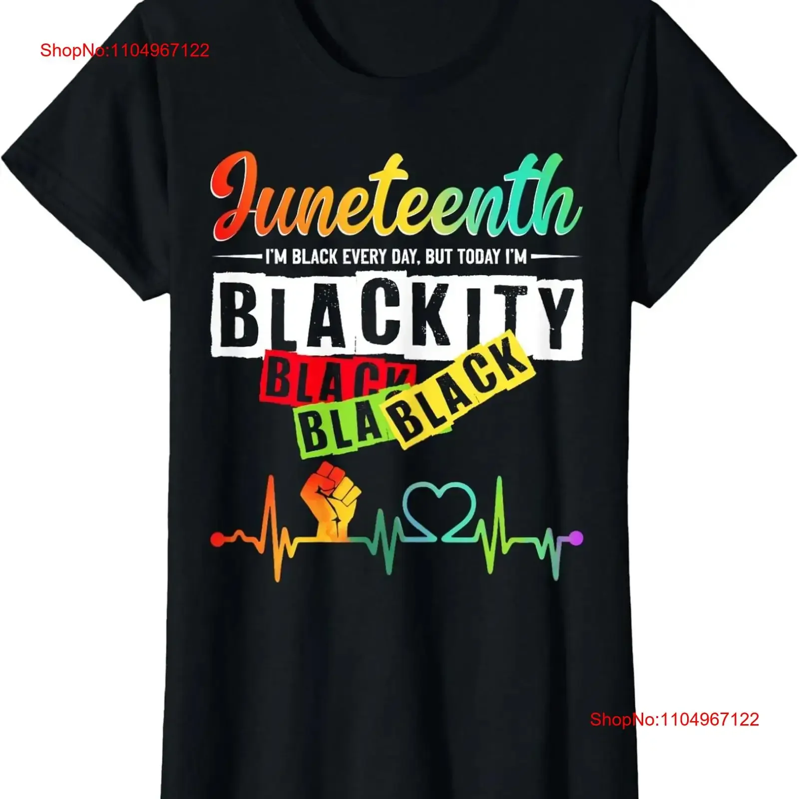 

Juneteenth Blackity Heartbeat Black History African Ladies' Crewneck T Shirt vintage Washed fashion Comfortable