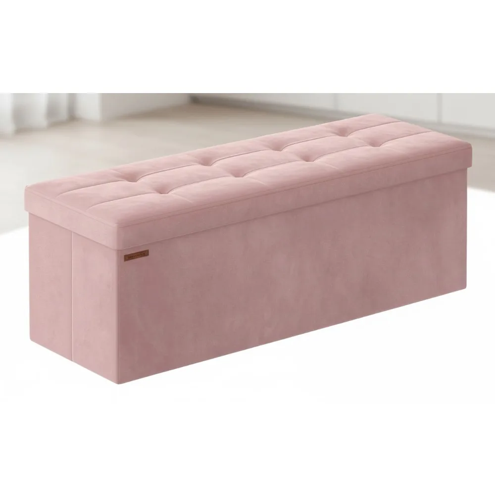 

Foldable Storage Ottoman Bench, 660lb Capacity, Velvet Foot Rest with 35-Gallon Storage for Living Room & Bedroom