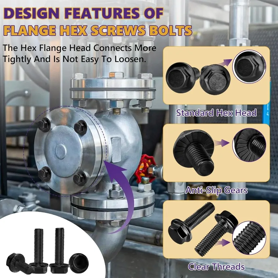 M61.0 x20mm フランジ付き六角ボルト 15 個 メトリックフランジ六角ネジ 10.9 炭素鋼 フランジ付き六角ボルト詰め合わせ 固定用 C