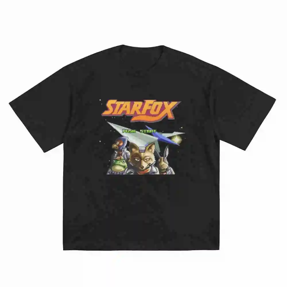 Retro SNES Star Fox Video Game Short Sleeve Tee 100% Cotton T-Shirt