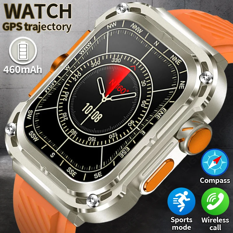 

New 2.1" Ultra HD NFC Bluetooth Call Smart Watch Men Compass GPS Track 460mAH Battery Waterproof Smartwatches with 3 Watch Bands