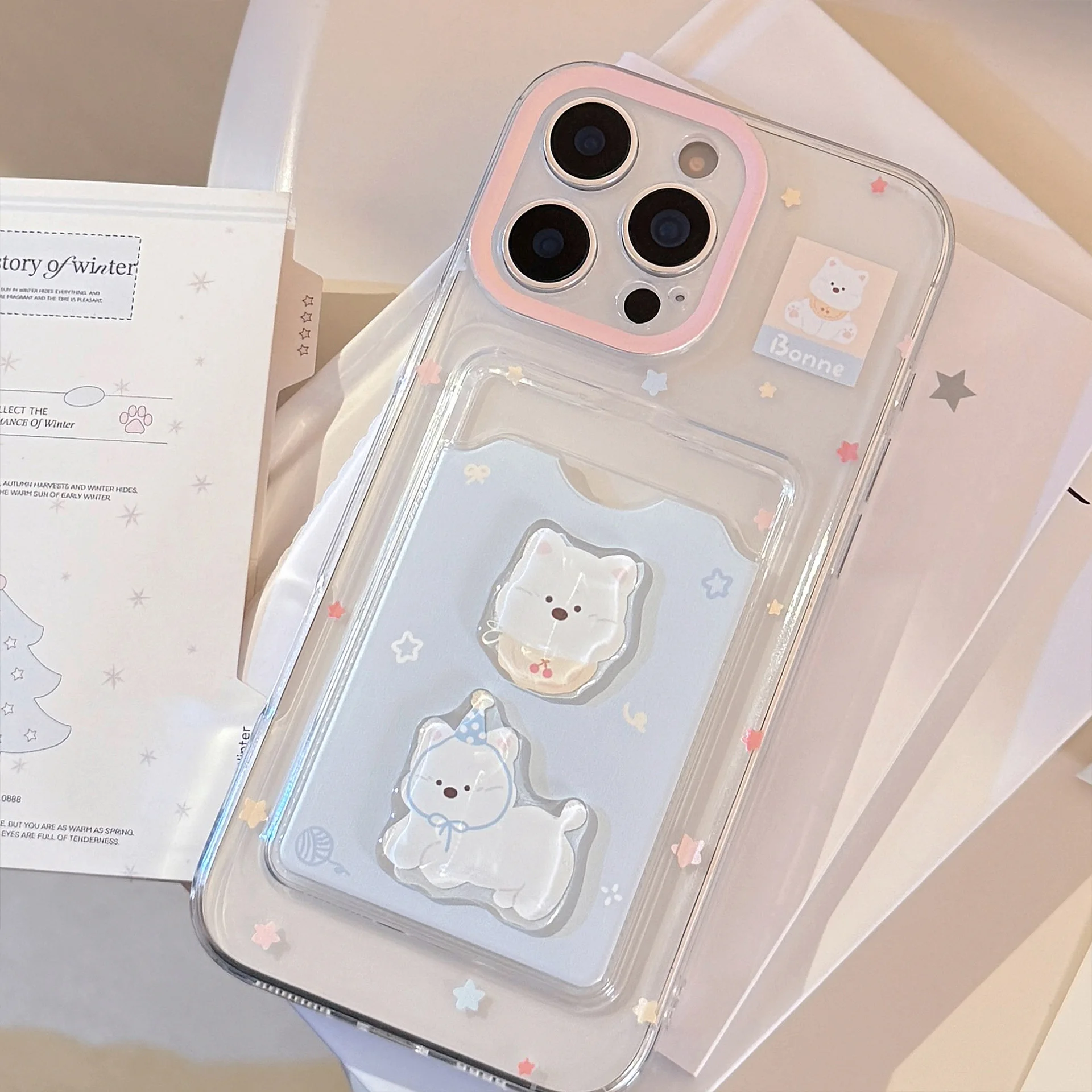 3D-Welpen-Geldbörsen-Kartenhalter-Taschen-Handyhülle für iPhone 16 15 14 13 12 11 Pro Max XS XR X 7 8 Plus stoßfeste Schutzhülle