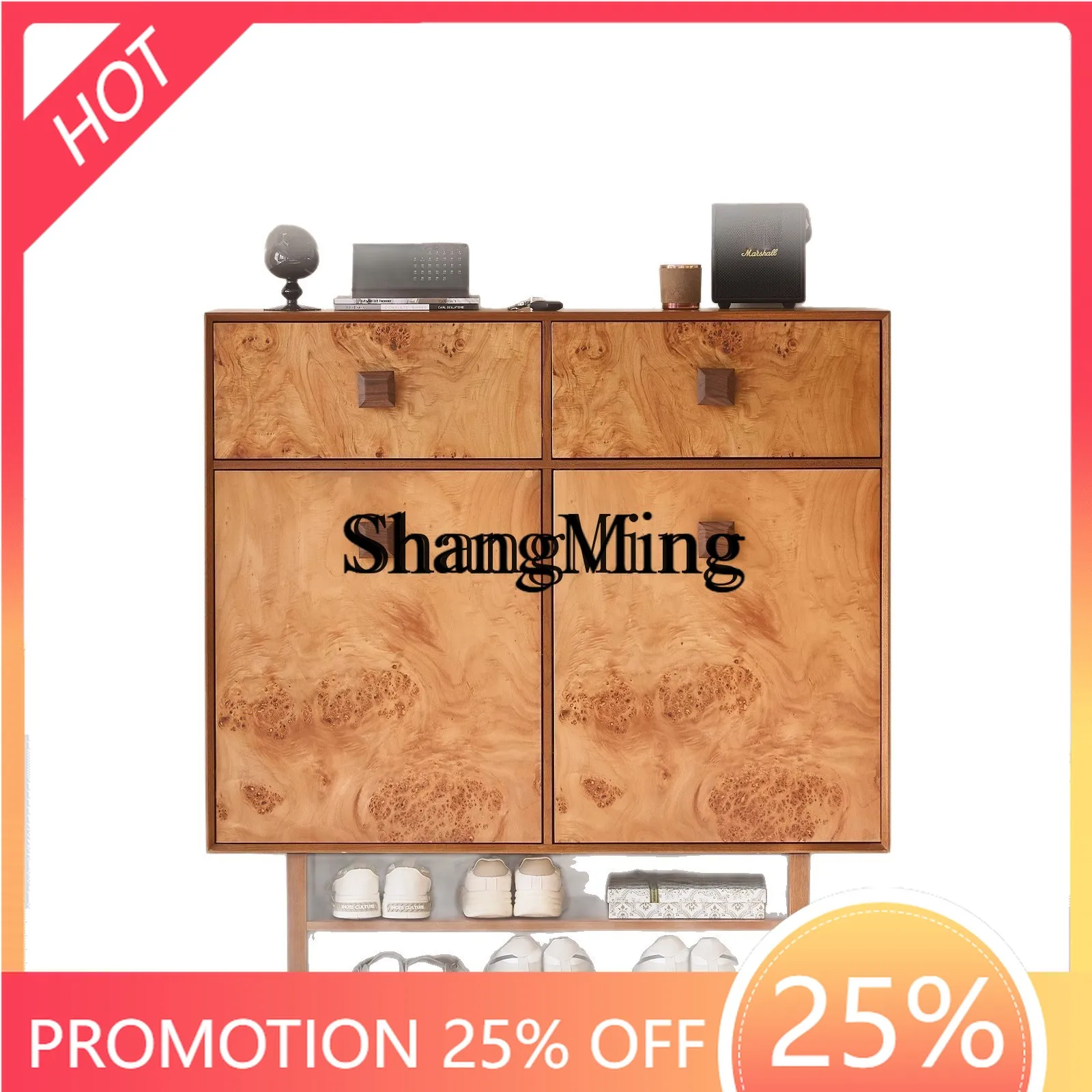 

ZYYshoe cabinet household indoor entrance door storage cabinet integrated against the wall new wind solid wood door entrance