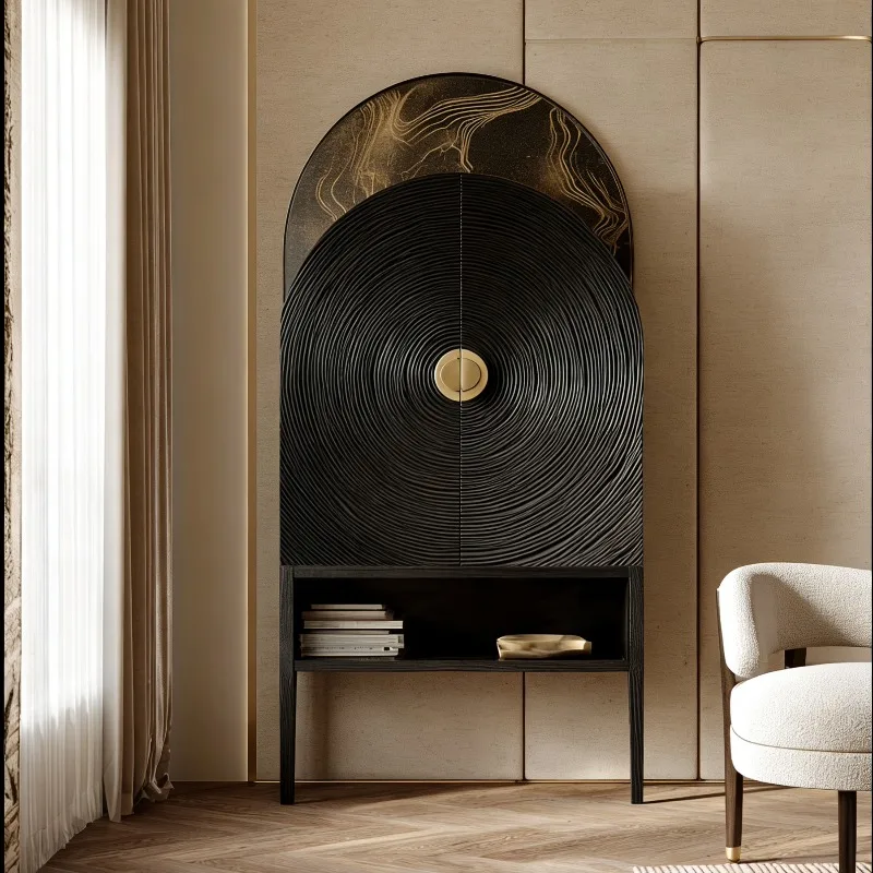 Light luxury old money wind starry night wine cabinet dining side cabinet against the wall integrated villa large flat floor