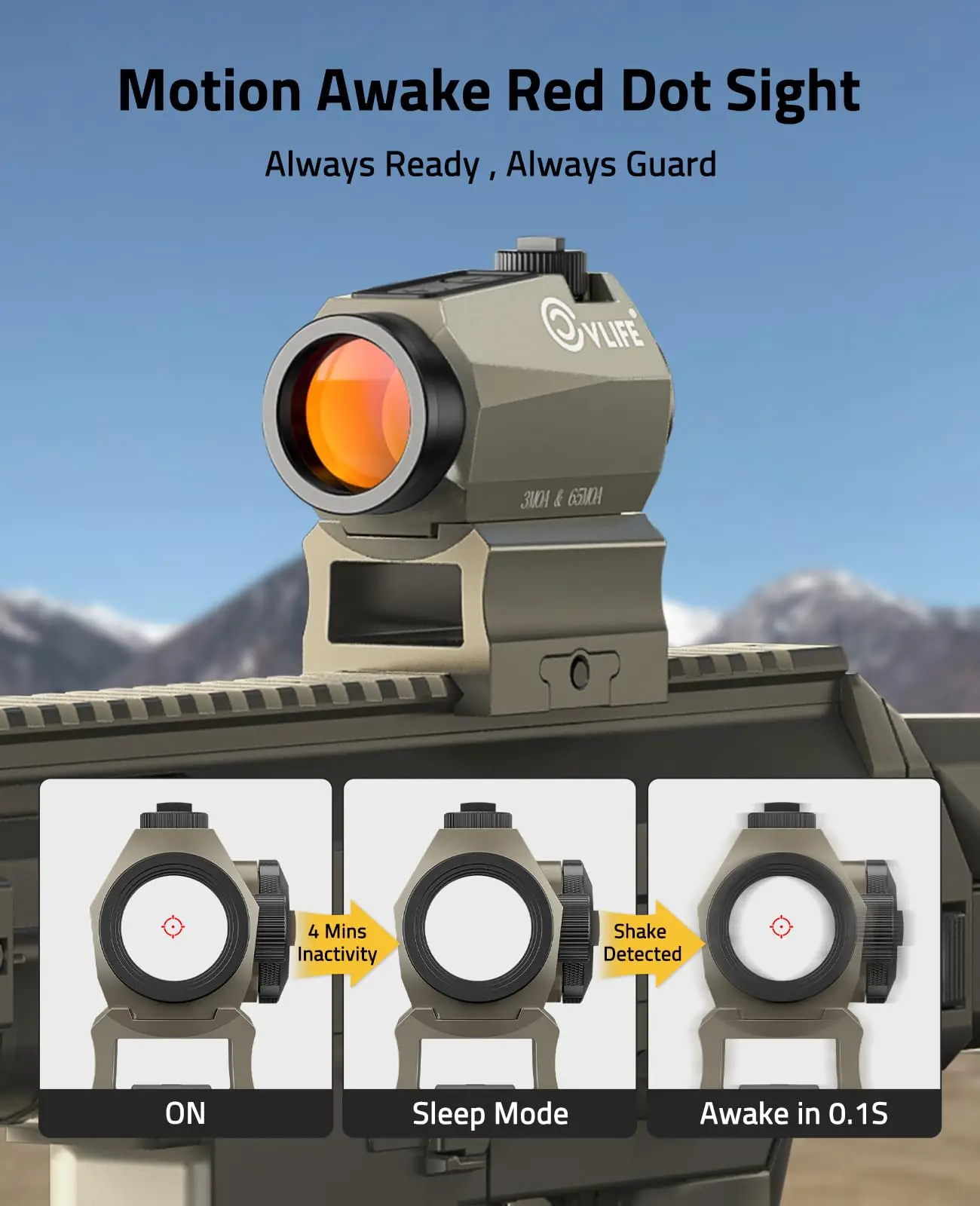 

CVLIFE Rifle Scope Multiple Reticle Red Dot Sight Motion Awake Circle Compact Optics Sighting Reflex Scopes for 21mm Picatinny