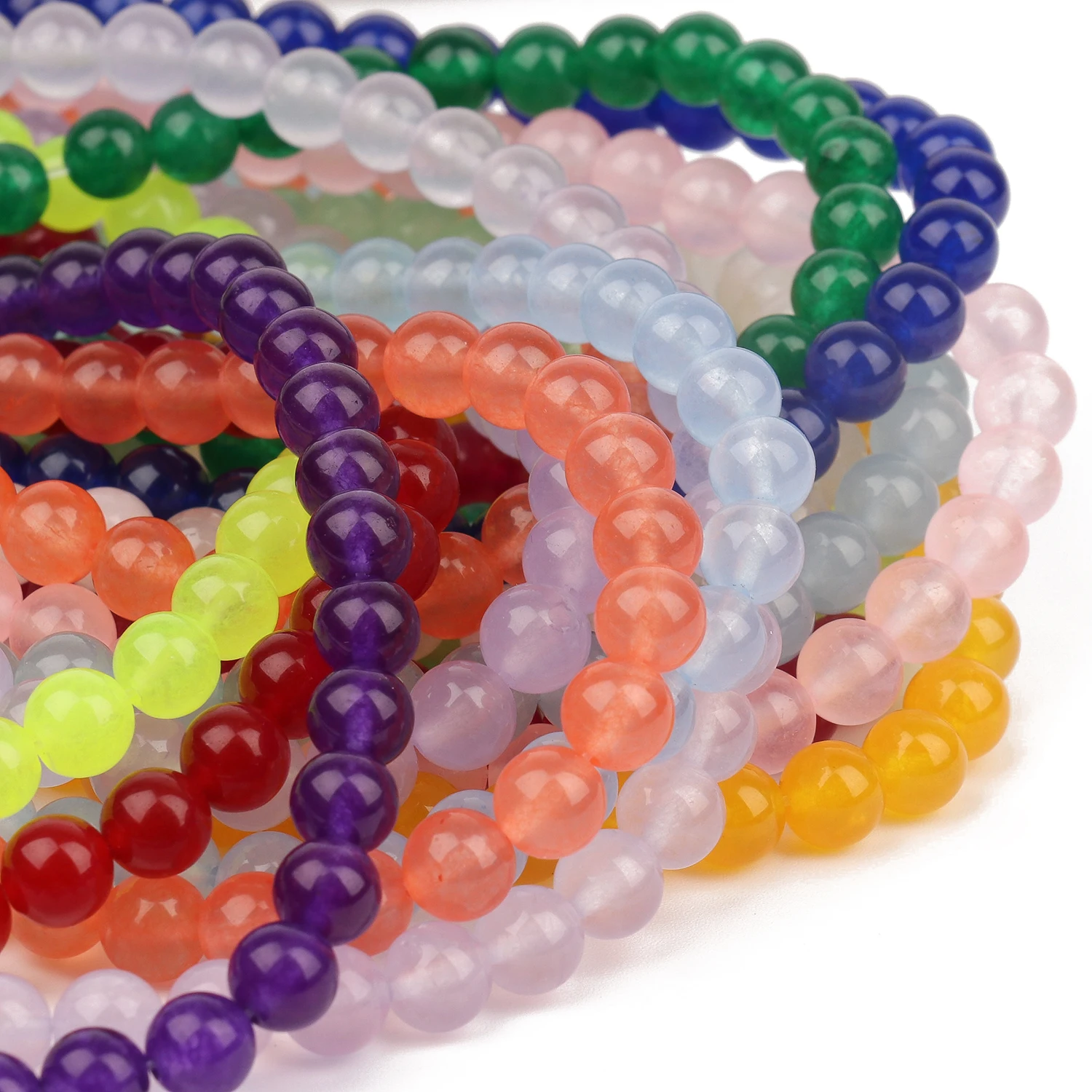 Multi-color Chalcedony Natural Jades Stones Beads Round  Loose Spacer Bedas DIY Bracelets Accessories for Jewelry Making