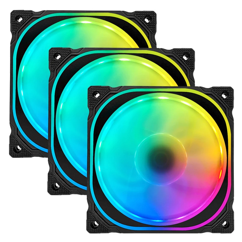 

3pcs 12Cm Rgb Led Computer Cooling Fan Standard Controller Energy-Saving Efficient Pc Cooling System Colorful Light Gaming