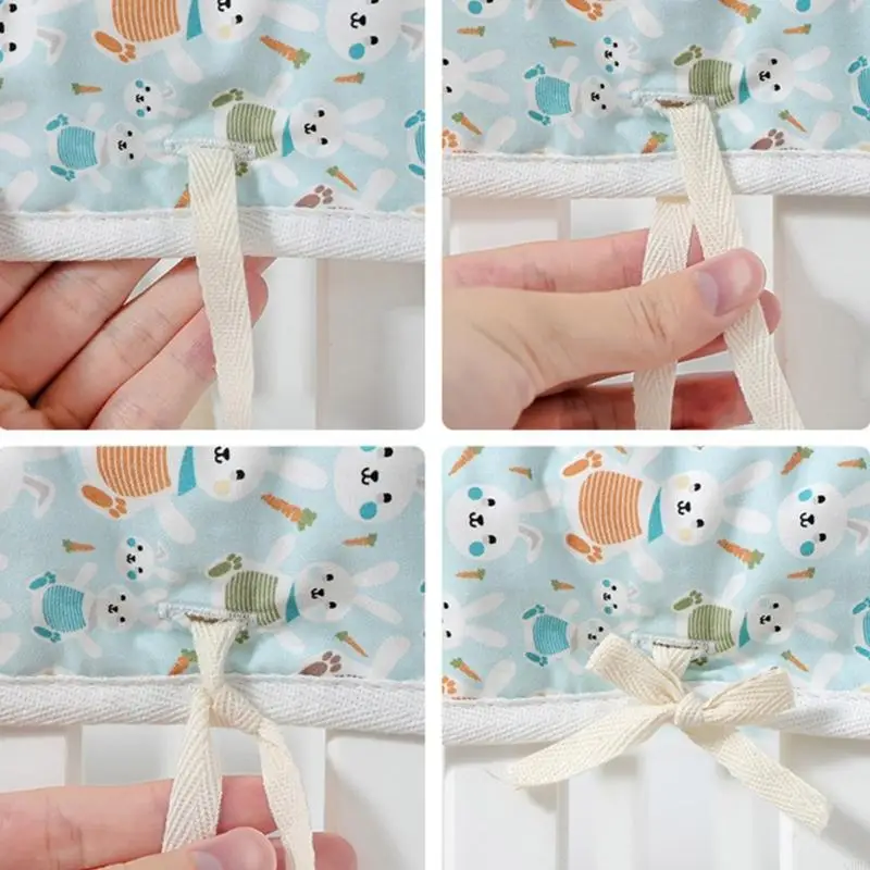   Pack of 4pcs Stylish Edges Protectors Easy Installation Infant Rails Bumper for Cribs Cotton Bed Rails Padding Guards