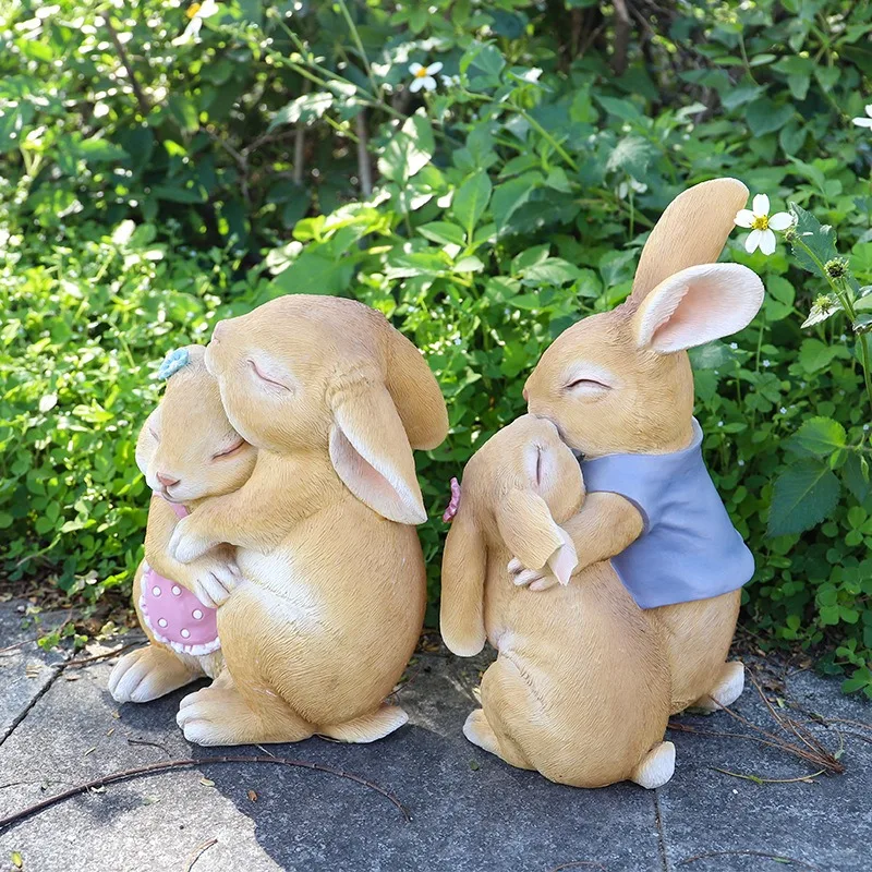 Decoración creativa de conejo para jardín, artesanías de resina para sala de estar, accesorios bonitos para decoración del hogar