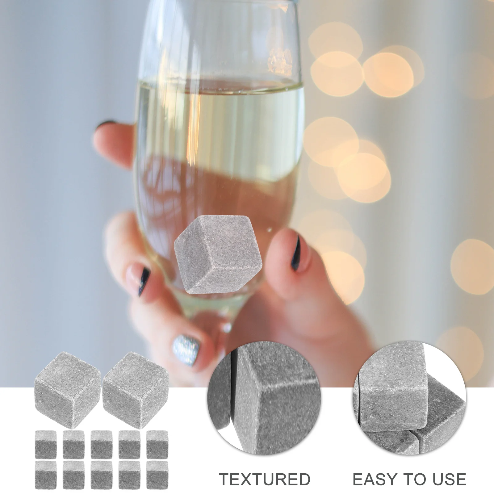 

12 Pcs Whiskey Stones Large Soapstone Cubes for Chilling Ice Beverage Drinks Reusable Cooling