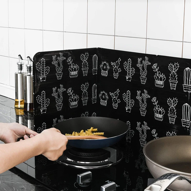 Aluminum Foil Gas Stove Baffle Kitchen Oil Plate Foldable Frying Pan Oil Splash Protection Screen Kichen Accessories