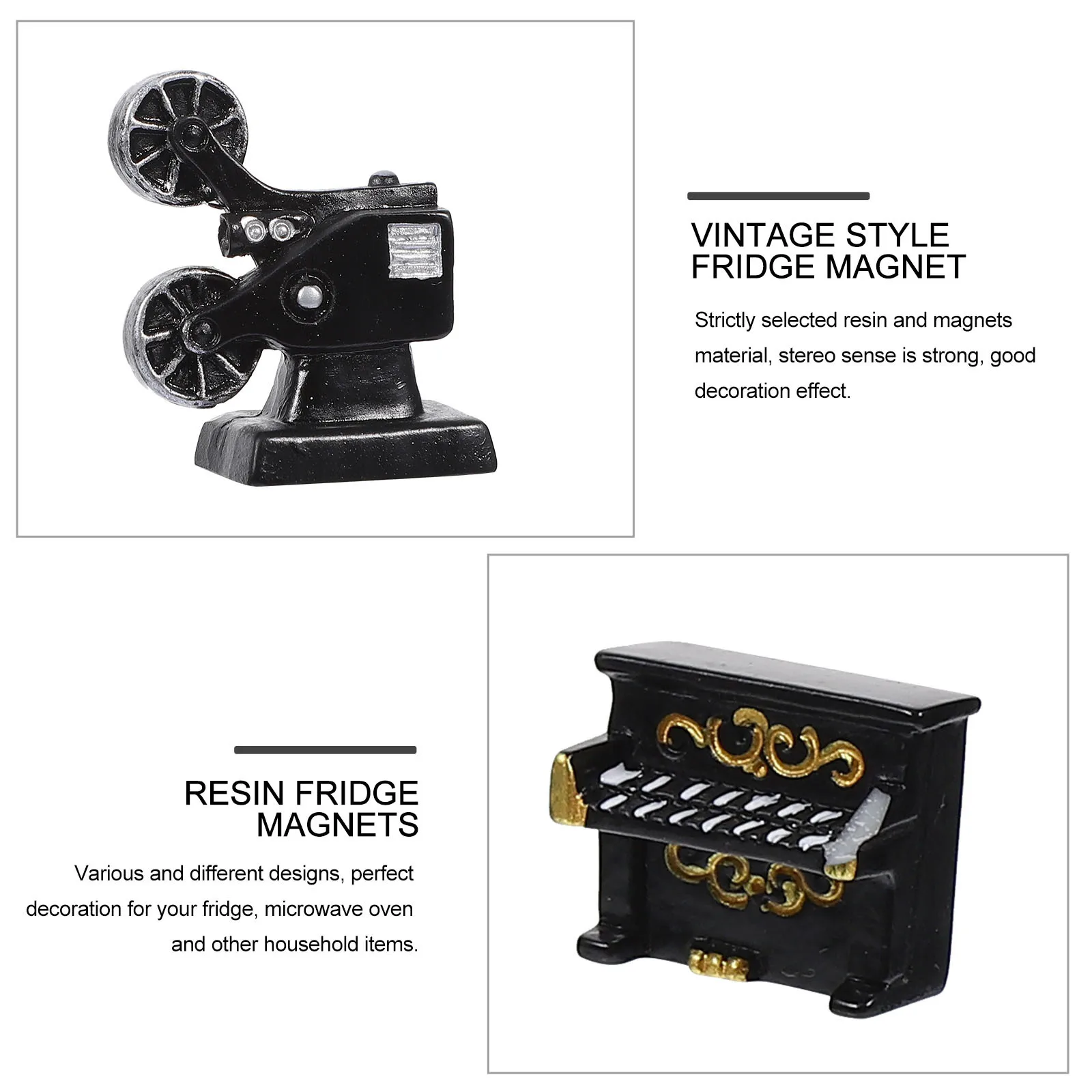 

10Pcs Fridge Magnets Retro Style Resin Fridge Magnets 3D Refrigerator Decor Vintage Magnetic Stickers for Home Kitchen