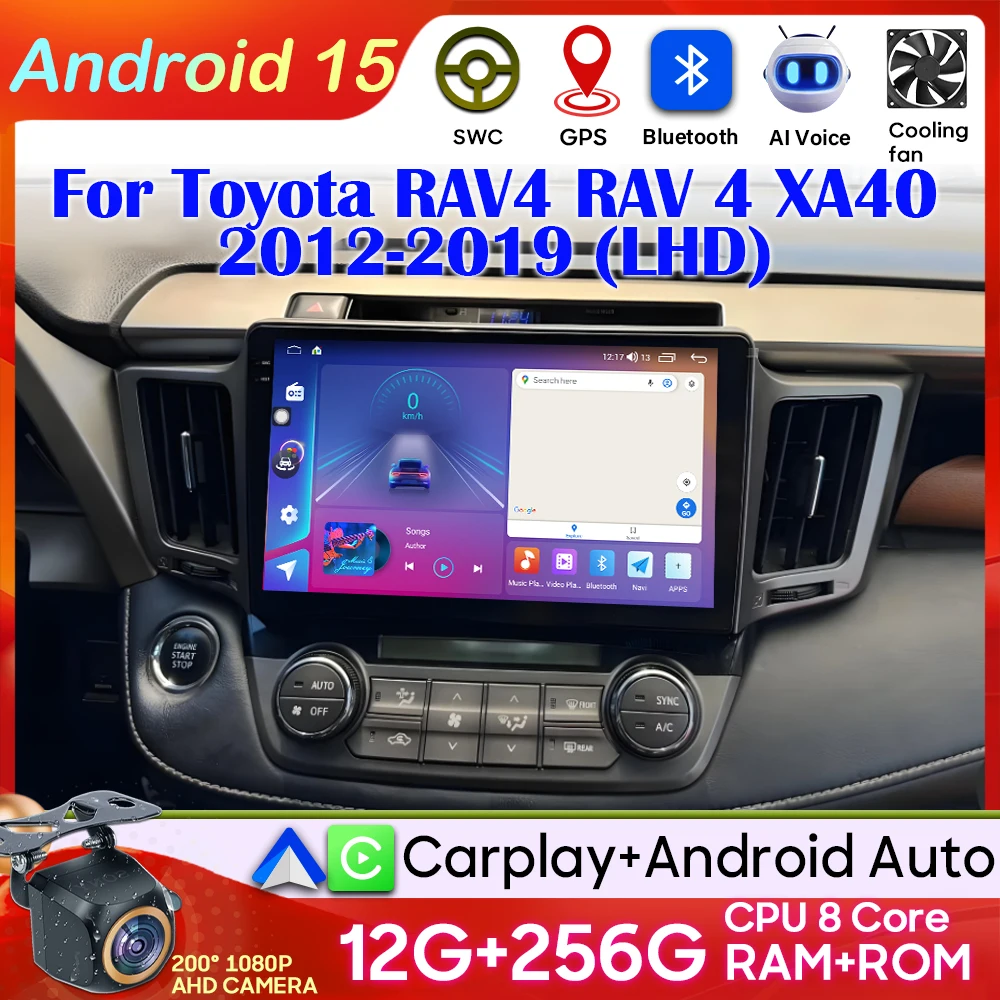 

Автомобильное радио Android 15 Auto Carplay для Toyota RAV4 RAV 4 Xa40 2012-2019, стерео мультимедийный плеер с левым рулем, GPS-навигация, 4G, Wi-Fi, видео