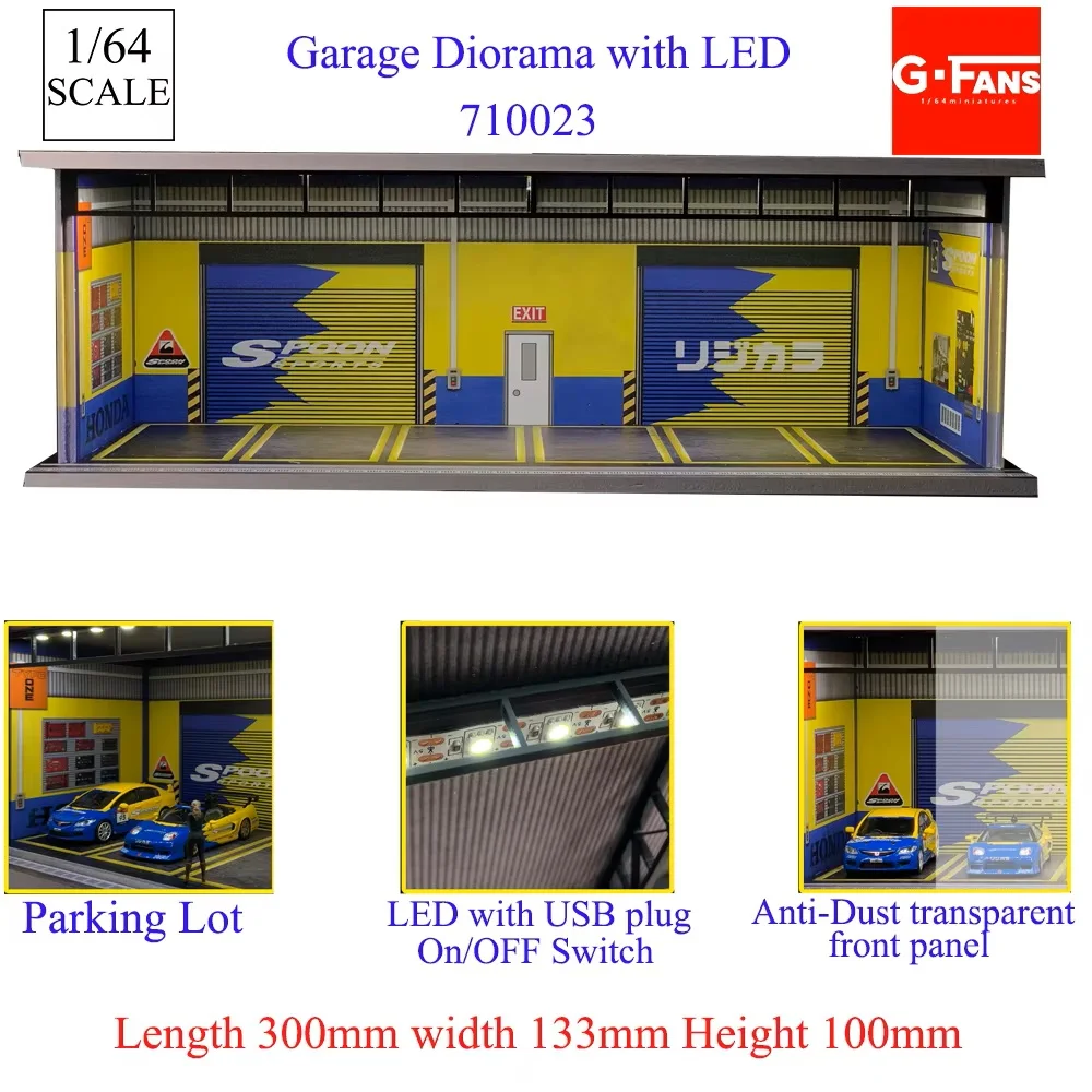 1:64 Maßstab Miniatur-Gebäudeszene Autoparkplatz-Modell Beleuchtete Version Autogarage Diorama-Modelle Simulationssammlung Geschenk
