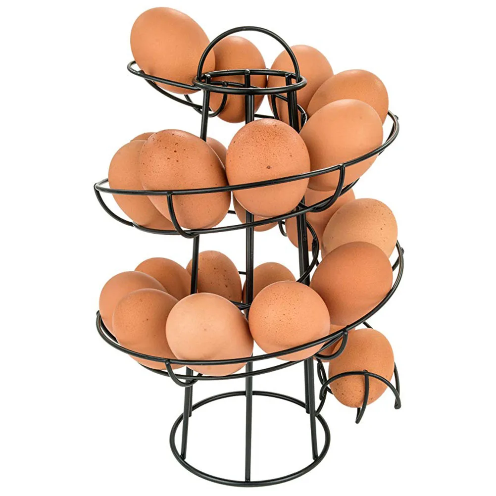 Eierspirale Dispenser Rack Ei-opslag Organisator Houder Multifunctioneel Staal Winkel Zwart Display Ijzer Kunst voor keuken
