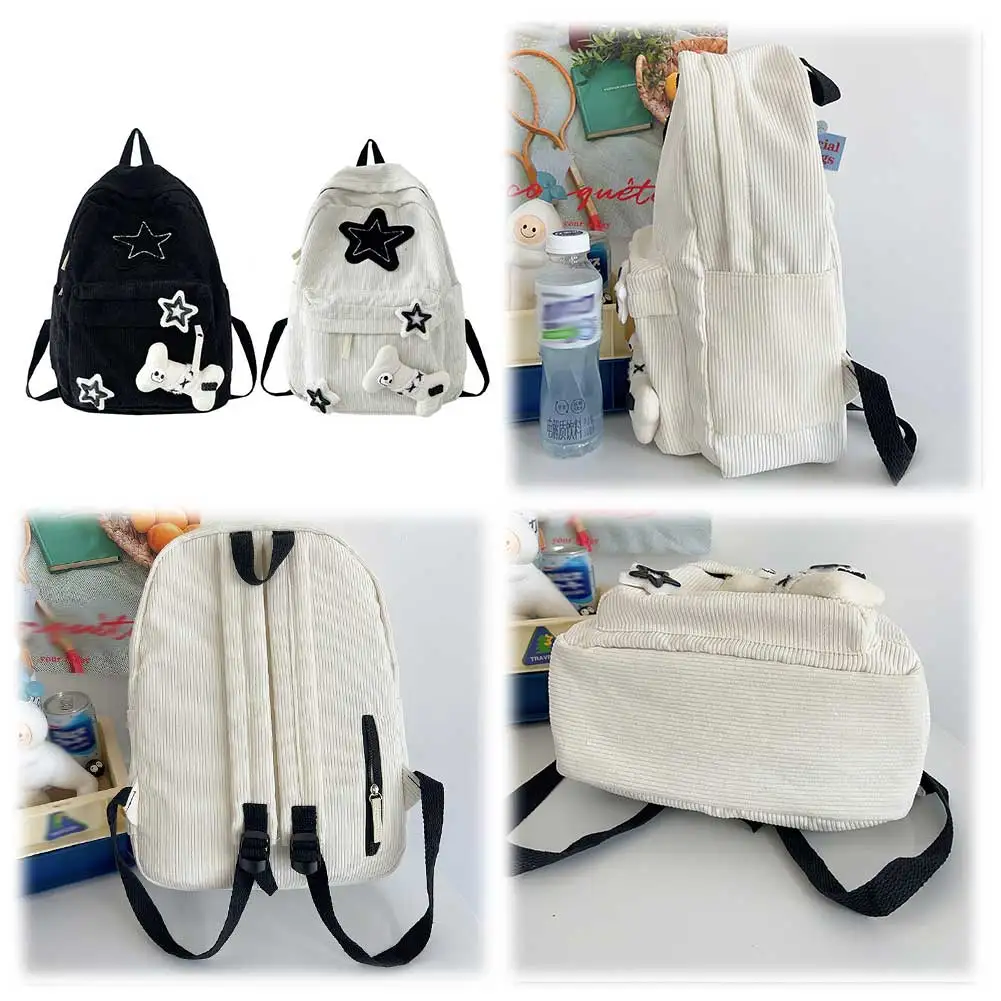 Sztruksowy plecak dla kobiet Mężczyźni Star Daypack Regulowany pasek Bookbag Plecak o dużej pojemności do pracy w szkole zakupów