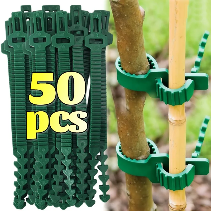 

Reusable Plant Ties Vine Tree Shrubs Support Self-Locking Adjustable Green Cables Ties Fixing Buckle Fastener Garden Organizers