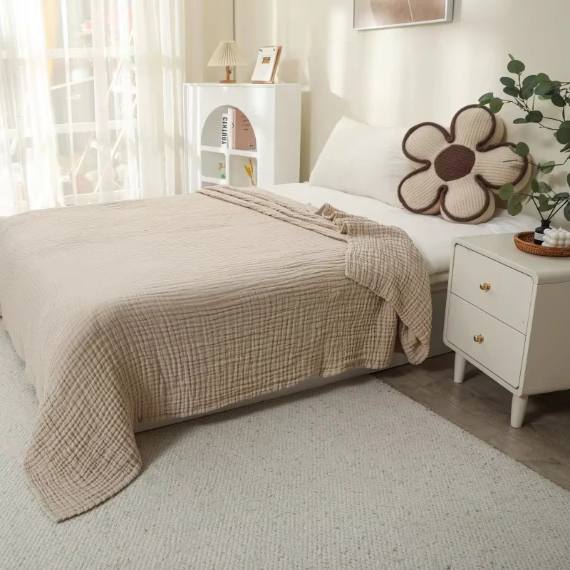 100% Pure Cotton Gauze Blanket Solid Color Breathable Plaid Gauze Bed Cover Summer Cool Feeling Sofa Bed Cover Soft