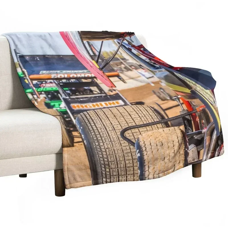 Sprintcars line up to race Throw Blanket blankets and throws Warm Custom Blankets