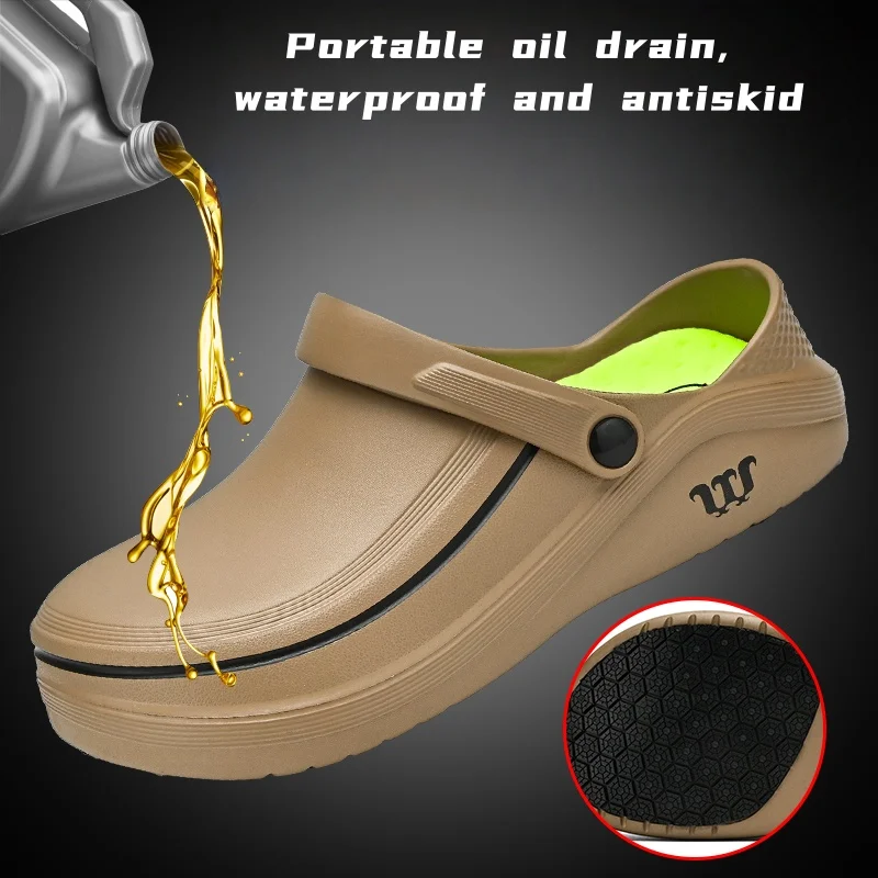 Summer men's sandals waterproof, non-slip and oil-proof chef shoes comfortable slippers women's fashion outdoor beach shoes 46