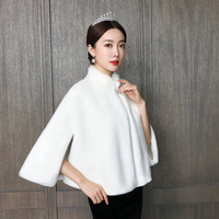 Winter Bridal Capes for Wedding Bridal Bridesmaid Wraps Warmer Faux Fur Shawl Wrap Wedding Women Shawl with Ribbon Cloak T641