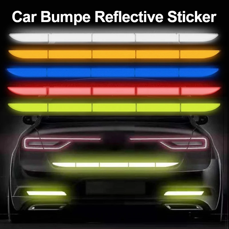 5Pcs Auto Reflecterende Stickers Auto Nacht Rijveiligheid Waarschuwing Mark Tape Reflex Waarschuwing Strip Auto Body Kofferbak Buitenkant Auto decal