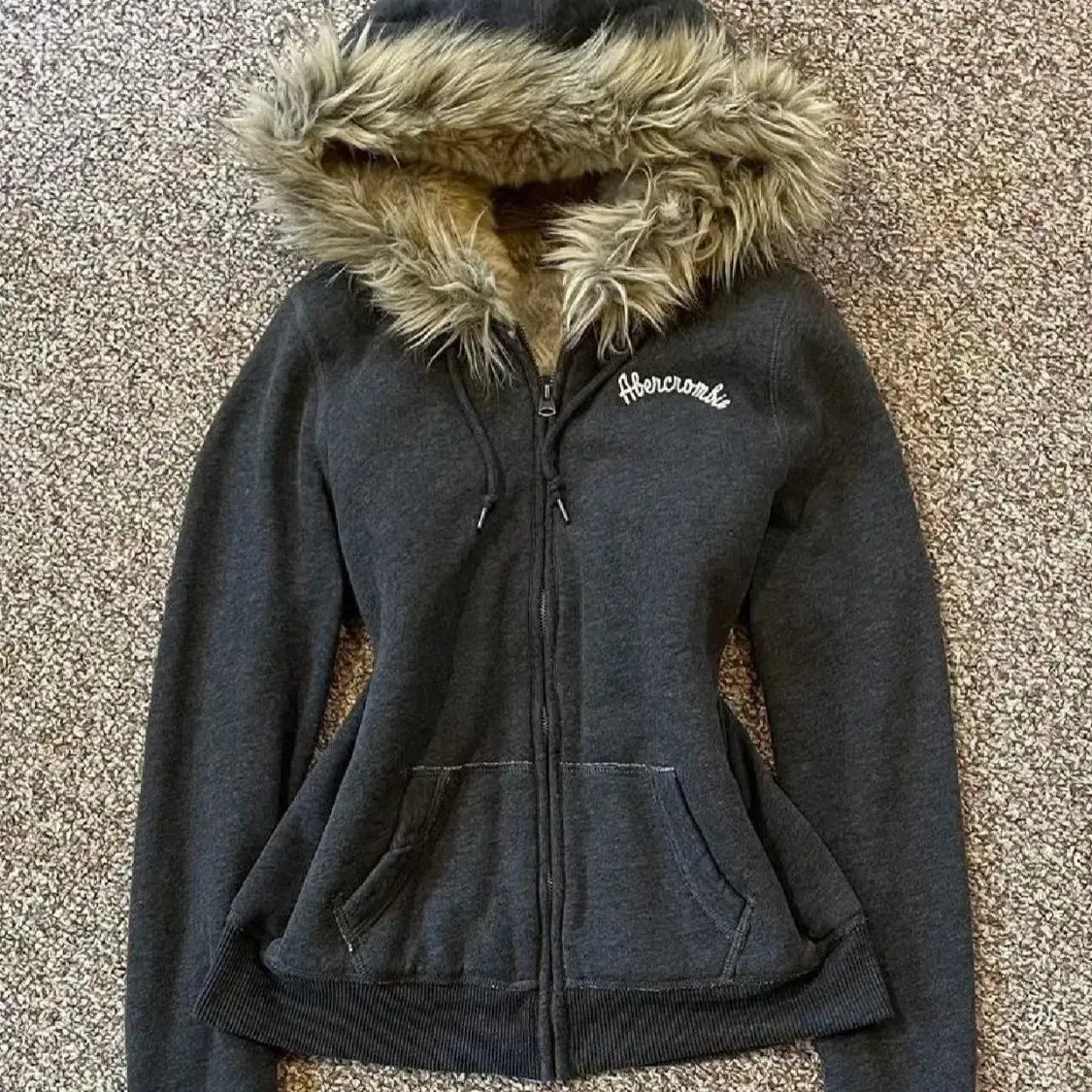 American retro y2k spicy girl jackets vintage winter dark gray with plush collar embroidered letters coat women clothing