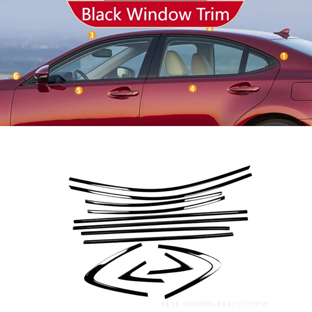 

For Lexus ES 2013-2025 Year Windows Trim Chrome Black Warrior Style Molding Body Kit Accessories