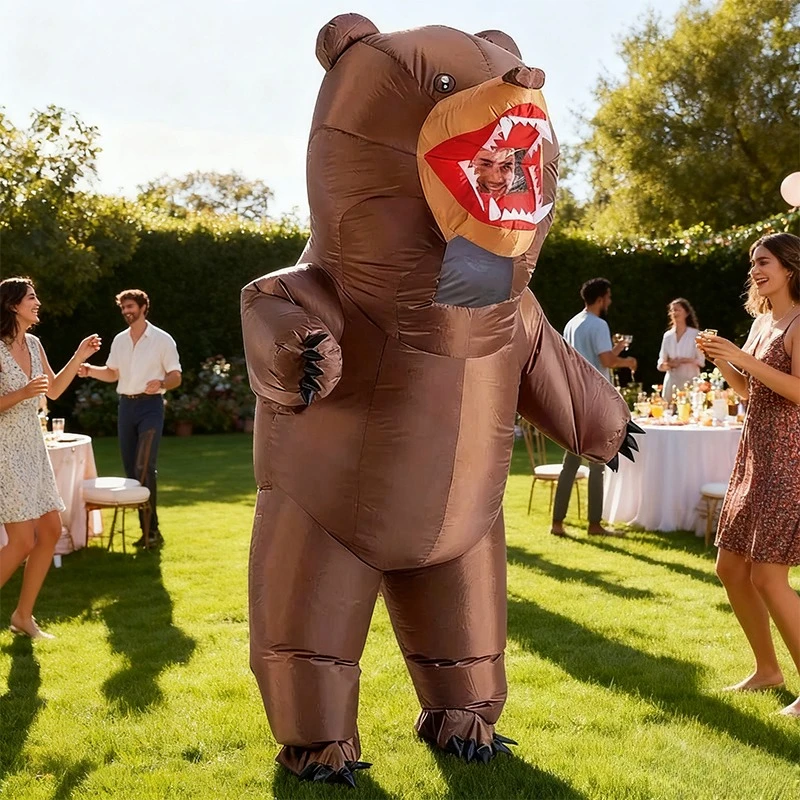 

Inflatable Bear Costume Cute Funny Mascot Cosplay Blow Up Set Halloween Christmas Birthday Carnival Theme Party Dress Up Gift