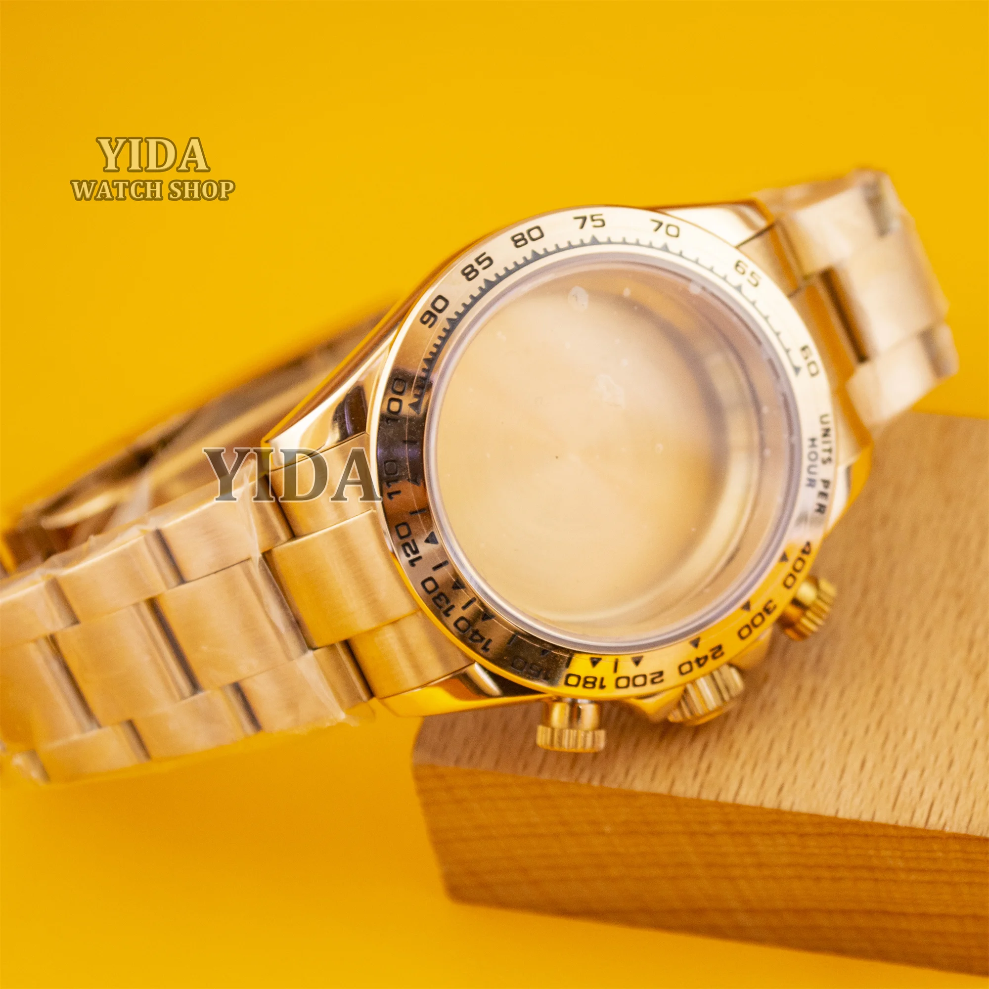 VK63 Chronograph Case Stainless Steel Strap 10ATM Waterproof Sapphire Glass fit VK63 Quartz Movement 39mm Watch case Accessories