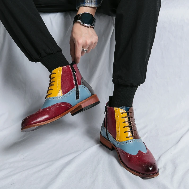 الذهبي الشتلة تشيلسي أحذية الرجال أزياء الترفيه الرجال التمهيد خليط الأحذية الجلدية الشقق عارضة الأعمال الأحذية